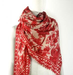 AHMADDY Seiden-Wollschal rot-beige-braun